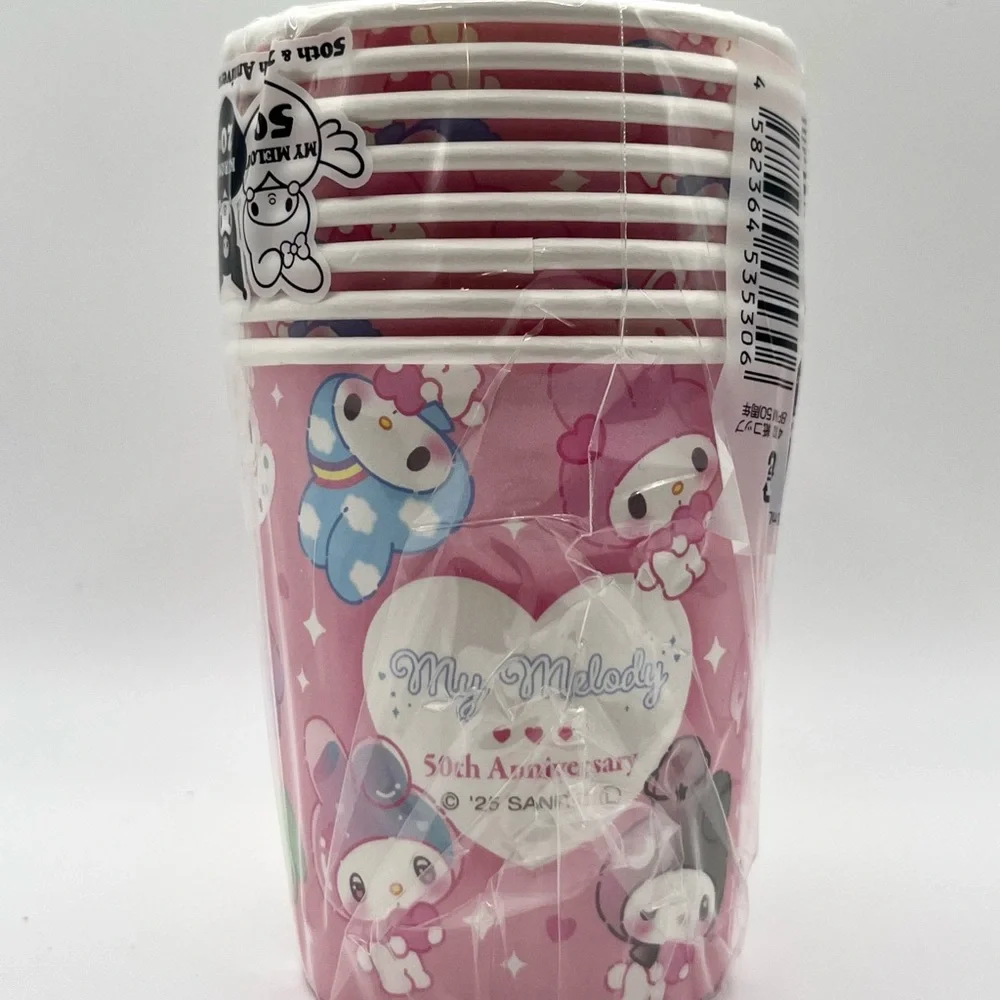 Sanrio My Melody 50th Anniversary Paper Bowls and Cups Set